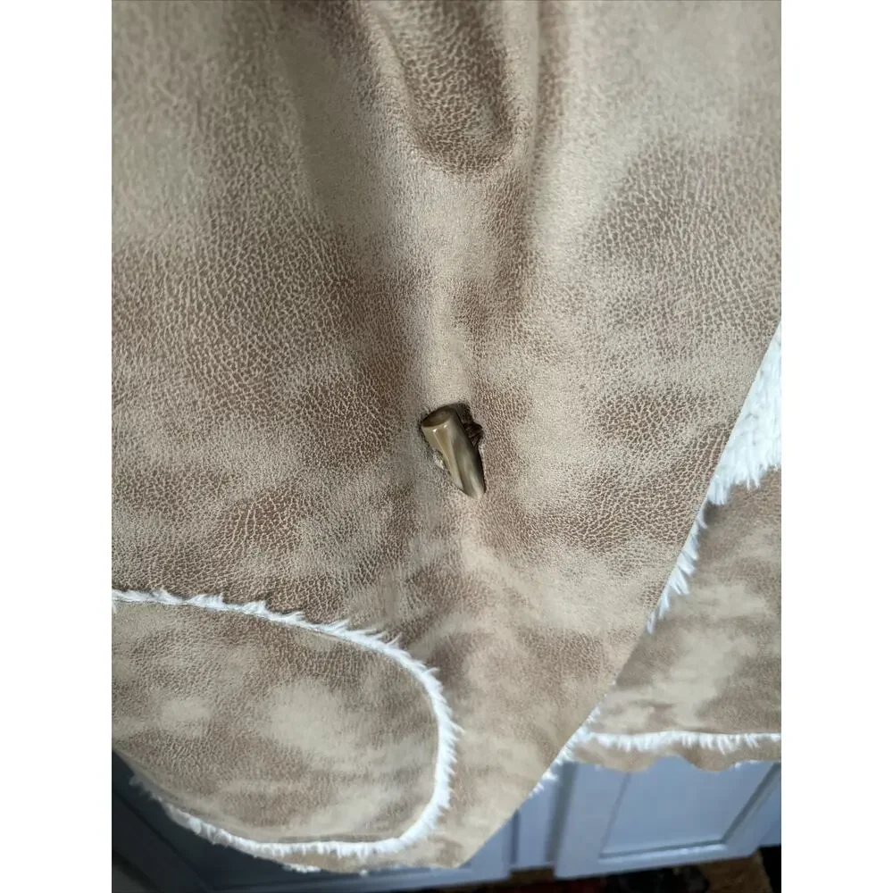 American Rag Cie Camel Brown Faux Suede,Faux Fur Lined Vest Size S